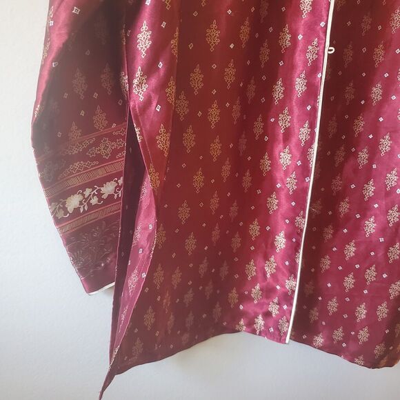 Oscar de la Renta Pink Label Long Sleeve Loungewear Sleep Button Silky Size L - Picture 13 of 13